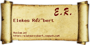 Elekes Róbert névjegykártya